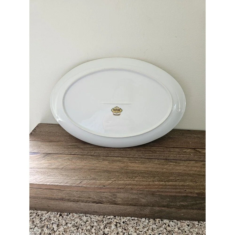 Harvan Fine China Oval Serving Platter Pattern Prim Rose 11.75 Inches